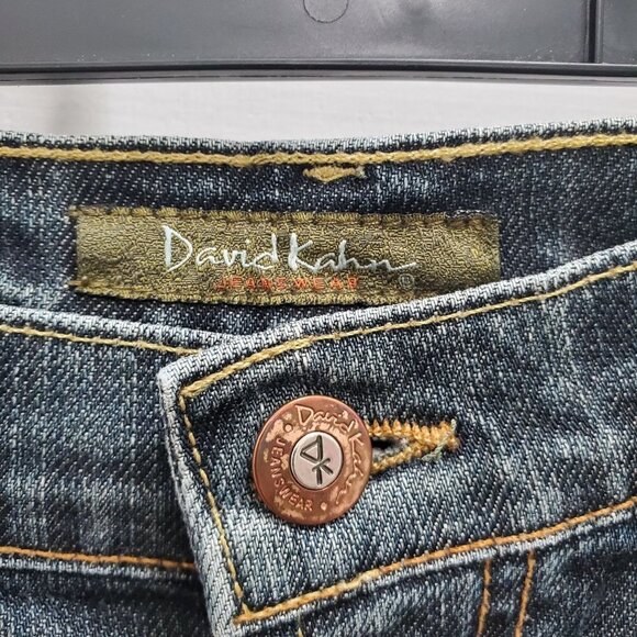 David Kahn Jeanswear Women's Lauren Dark Wash Distressed Denim Straight Leg 12 - Picture 3 of 8